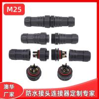 AHUA澳華M25軌道線纜防水連接器IP67公母螺紋對(duì)接插頭
